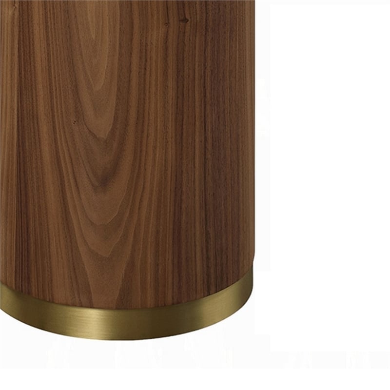 Iliana Side End Table-21 Inch Oval Top-Round Pedestal-Walnut Brown