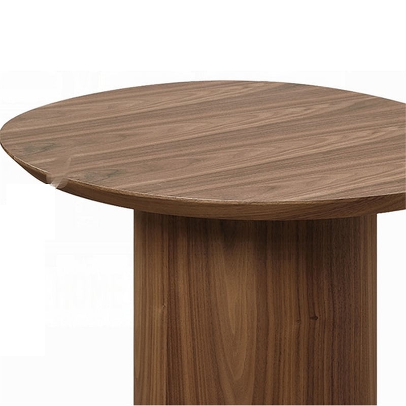 Iliana Side End Table-21 Inch Oval Top-Round Pedestal-Walnut Brown