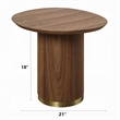 Iliana Side End Table-21 Inch Oval Top-Round Pedestal-Walnut Brown