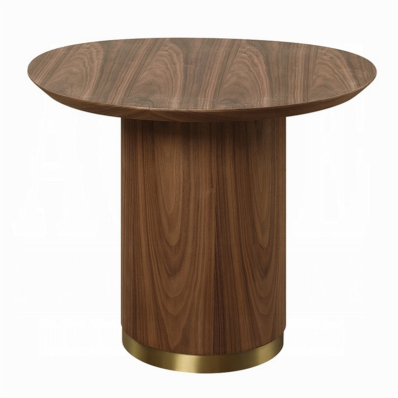 Iliana Side End Table-21 Inch Oval Top-Round Pedestal-Walnut Brown