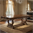 Maver Dining Table-Carved Silver Trim 90-114 Inch Classic Antique Oak