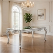Bowe Dining Table-80-96 Inch-Mirrored-Classic Champagne Silver Wood