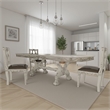 Ally Dining Table-Double Pedestal Base-Bone White Wood-94-136 Inch