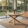 Semi Dining Table-54 Inch Round Top-Cross Base-Oak Brown Finish
