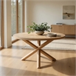 Semi Dining Table-54 Inch Round Top-Cross Base-Oak Brown Finish