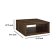 Rizz Coffee Table-Square Cube Design Open Shelf-36 Inch Dark Brown