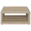 Rizz Coffee Table-Square Cube Design Open Shelf-36 Inch Light Brown