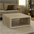 Rizz Coffee Table-Square Cube Design Open Shelf-36 Inch Light Brown