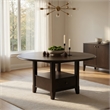 Tipa Round Dining Table with Drawer and Shelf-Dark Cocoa Wood 60 Inch