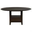 Tipa Round Dining Table with Drawer and Shelf-Dark Cocoa Wood 60 Inch