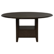 Tipa Round Dining Table with Drawer and Shelf-Dark Cocoa Wood 60 Inch