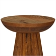 Ureo Round Accent Side Table-Cone Pedestal Base-Brown Mango Wood