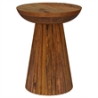 Ureo Round Accent Side Table-Cone Pedestal Base-Brown Mango Wood