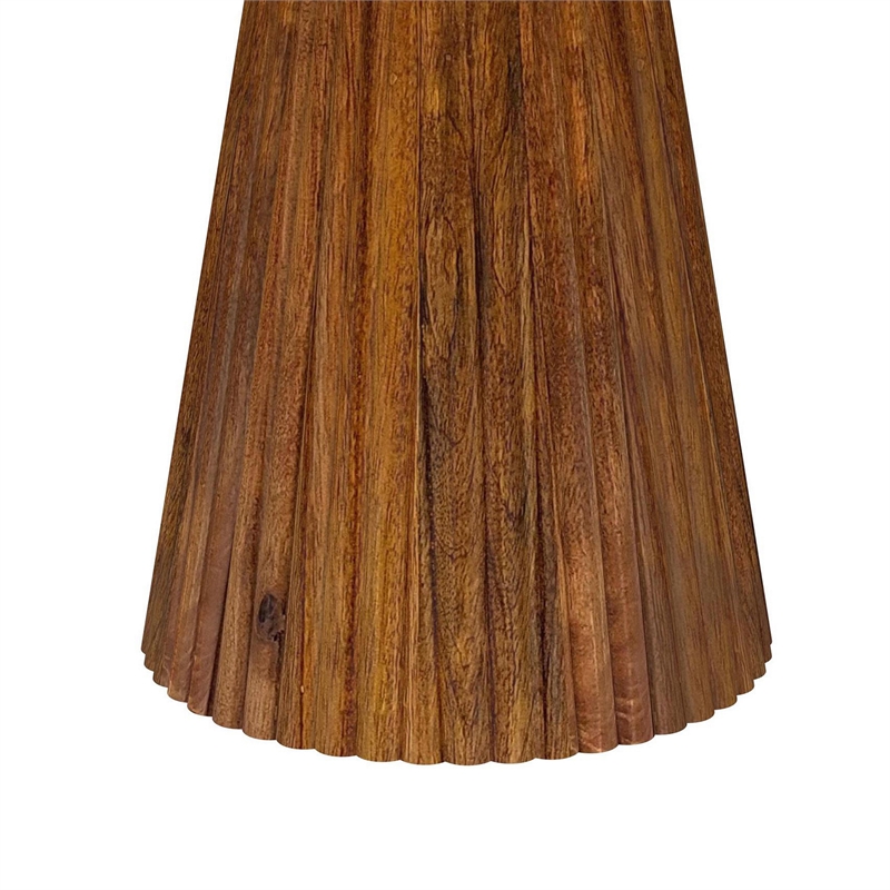 Ureo Round Accent Side Table-Cone Pedestal Base-Brown Mango Wood