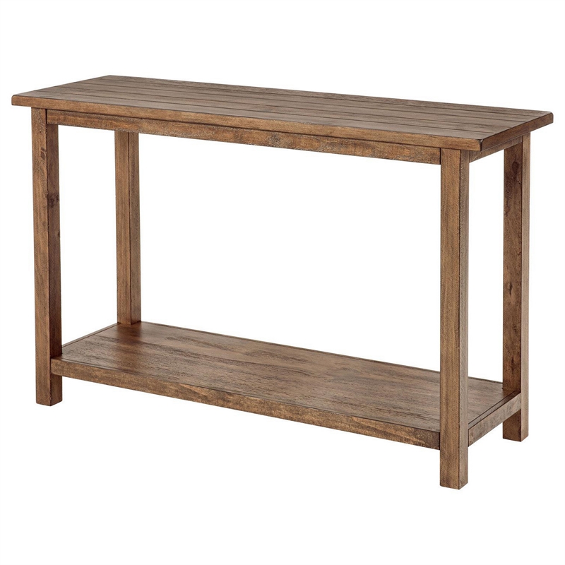Ayne Console Table-1 Shelf-Distressed Brown Wood Frame-47 Inch
