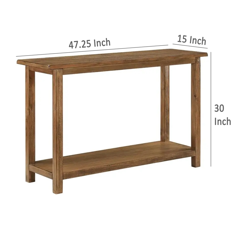 Ayne Console Table-1 Shelf-Distressed Brown Wood Frame-47 Inch