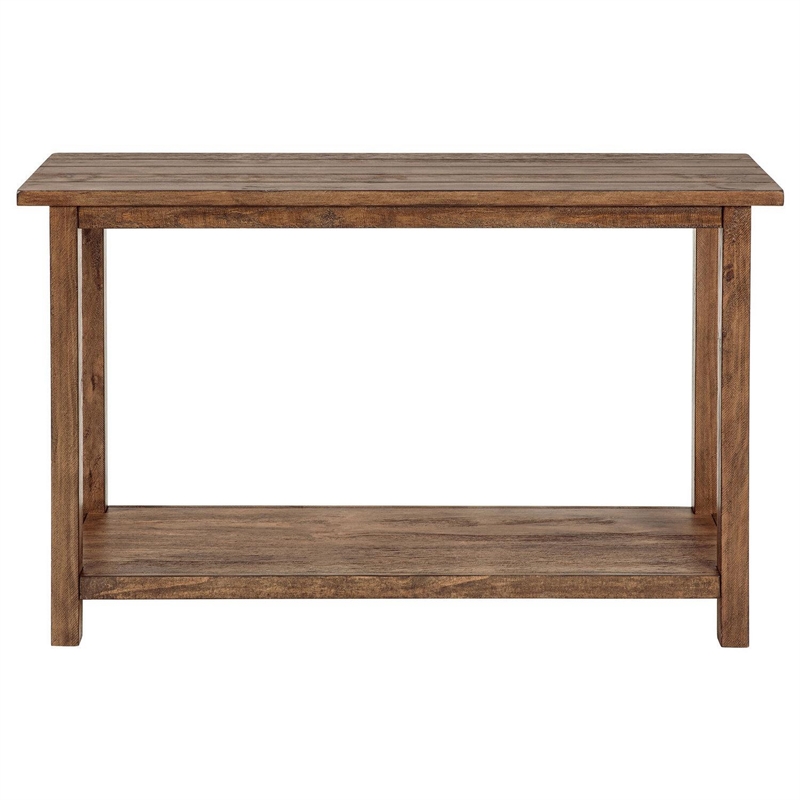 Ayne Console Table-1 Shelf-Distressed Brown Wood Frame-47 Inch