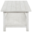 Ayne Coffee Table-1 Bottom Shelf-Distressed White Wood-47 Inch