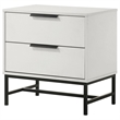 Noro Nightstand-24 Inch-2 Storage Drawers-Modern White-Black Metal