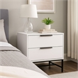 Noro Nightstand-24 Inch-2 Storage Drawers-Modern White-Black Metal