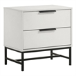Noro Nightstand-24 Inch-2 Storage Drawers-Modern White-Black Metal