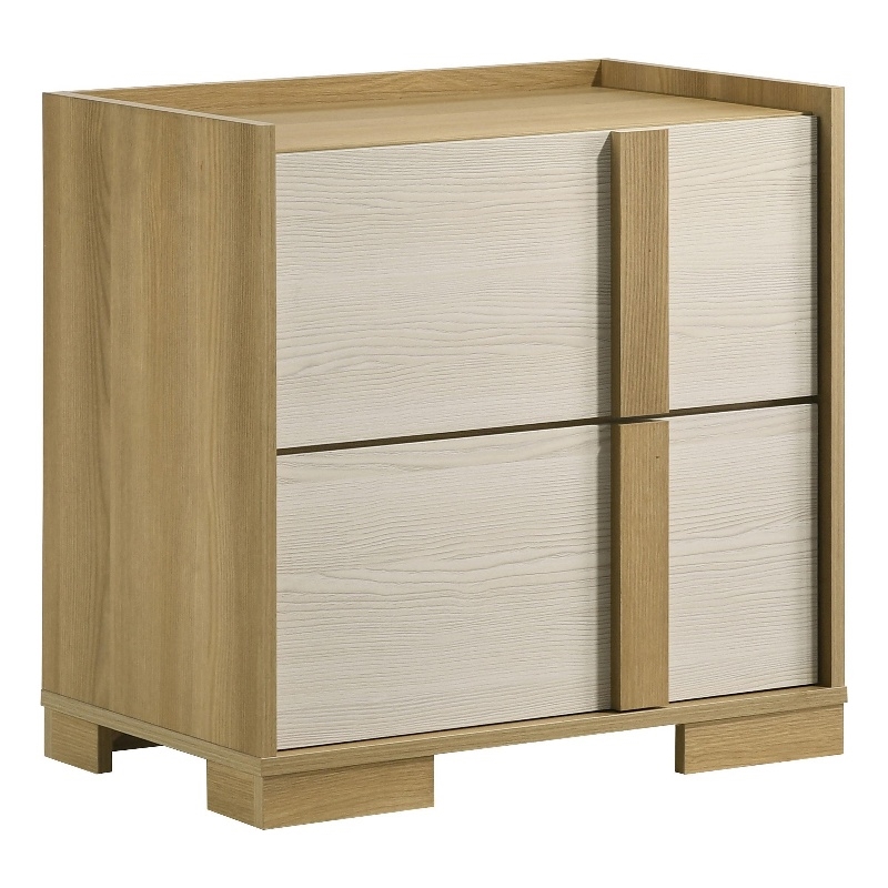 Hyle Nightstand-2 Drawers-24 Inch Modern Natural Brown and White