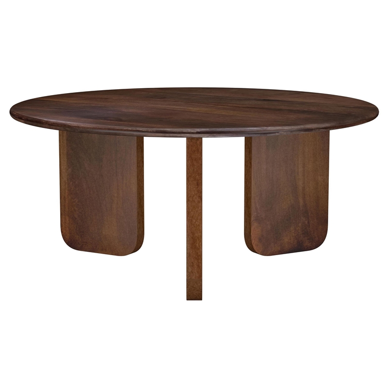 Novo Coffee Table-36 Inch-Rustic Three Panel Legs-Brown Mango Wood
