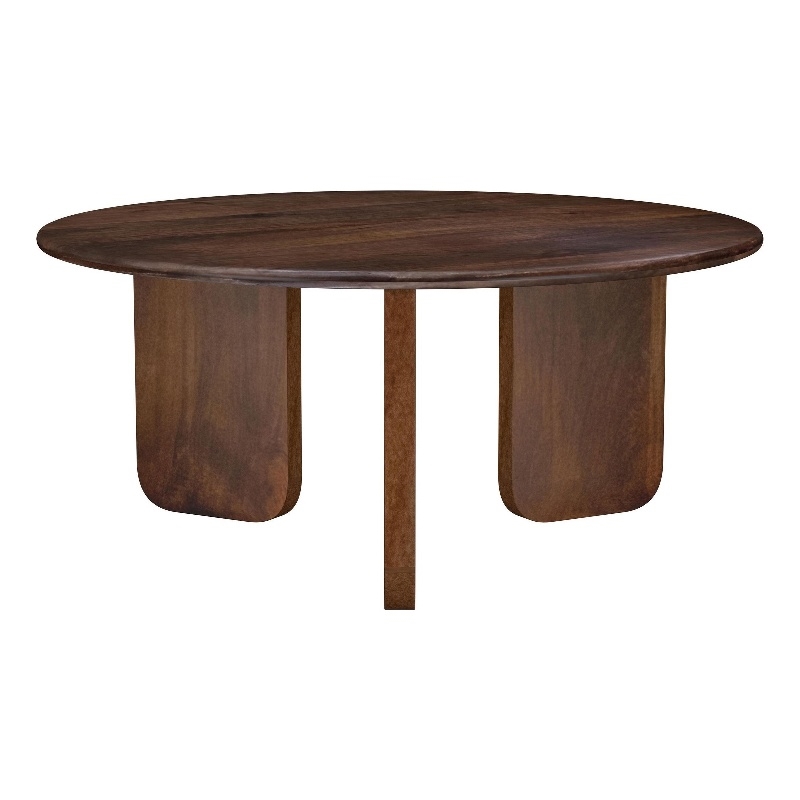 Novo Coffee Table-36 Inch-Rustic Three Panel Legs-Brown Mango Wood