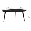 Deso Coffee Table-39 Inch Triangular Black Mango Wood-Metal Legs