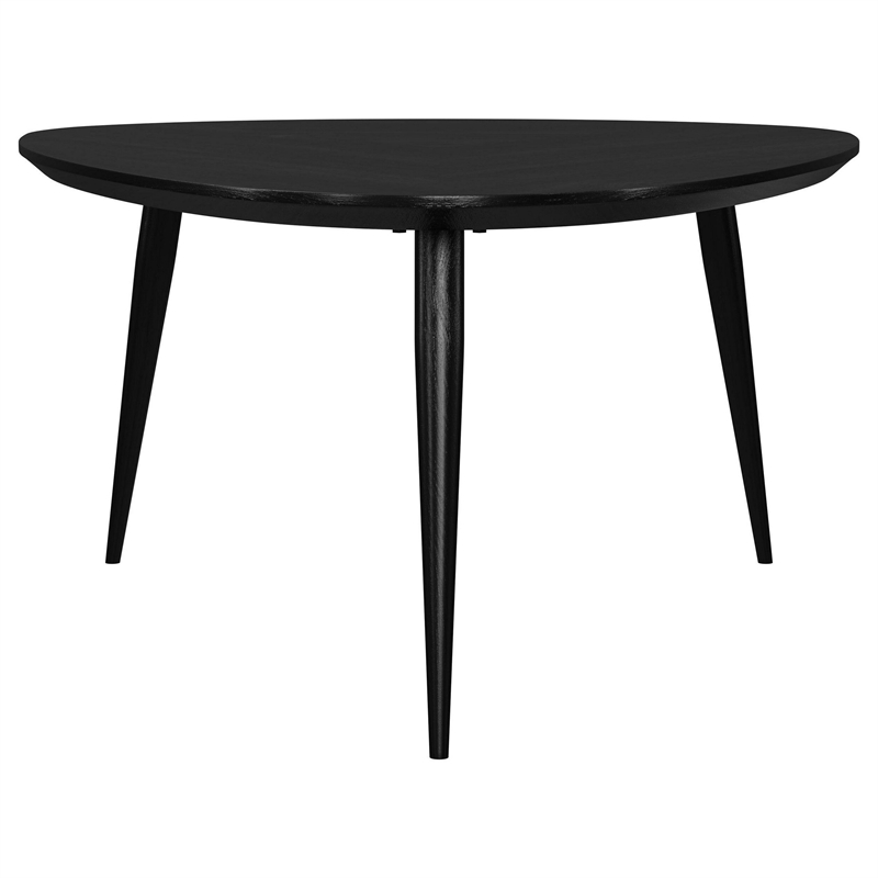 Deso Coffee Table-39 Inch Triangular Black Mango Wood-Metal Legs