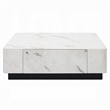 Ritzy Coffee Table-Modern Plinth-White Faux Marble-47 Inch Square