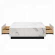 Ritzy Coffee Table-Modern Plinth-White Faux Marble-47 Inch Square