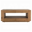 Ayma Coffee Table-1 Inner Shelf-Brown Oak Wood-Rectangular 50 Inch