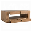 Ayma Coffee Table-1 Inner Shelf-Brown Oak Wood-Rectangular 50 Inch