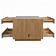 Ayma Coffee Table-1 Inner Shelf-Brown Oak Wood-Rectangular 50 Inch