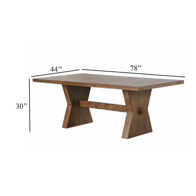 Zivy Dining Table-78 Inch Modern Farmhouse Hourglass Oak Brown Wood