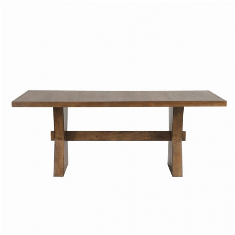 Zivy Dining Table-78 Inch Modern Farmhouse Hourglass Oak Brown Wood