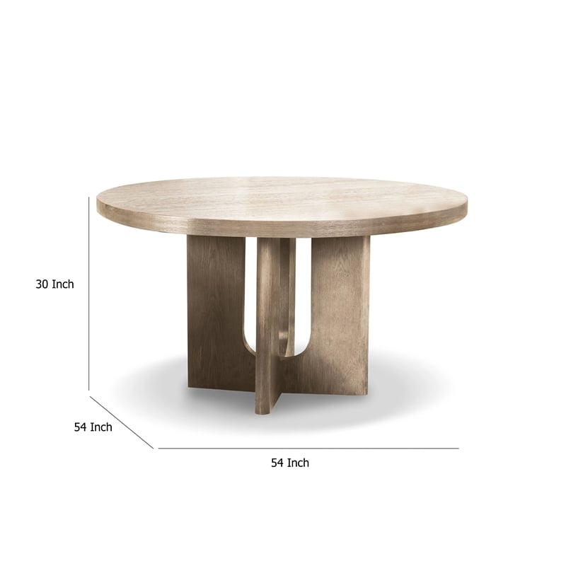 Zoko 54 Inch Round Dining Table-Pedestal Base-White Wash Solid Wood