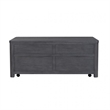 Zoko Lift Top Coffee Table w Wheels-2 Drawers-Ash Gray Wood-46 Inch