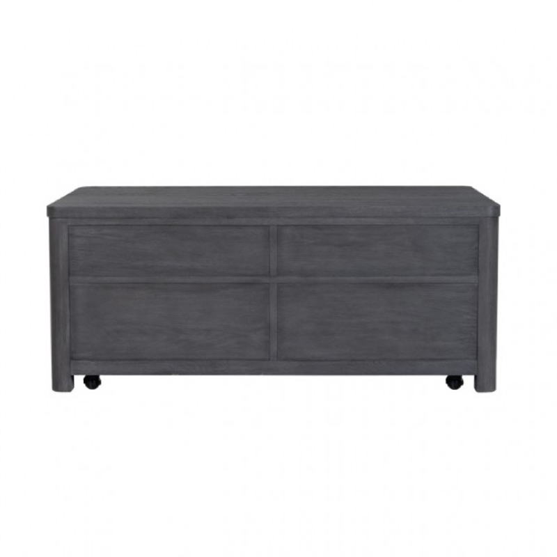 Zoko Lift Top Coffee Table w Wheels-2 Drawers-Ash Gray Wood-46 Inch