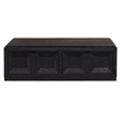 Kizie Coffee Table-Drawers-Caster Wheels-Black Rubberwood-54 Inch