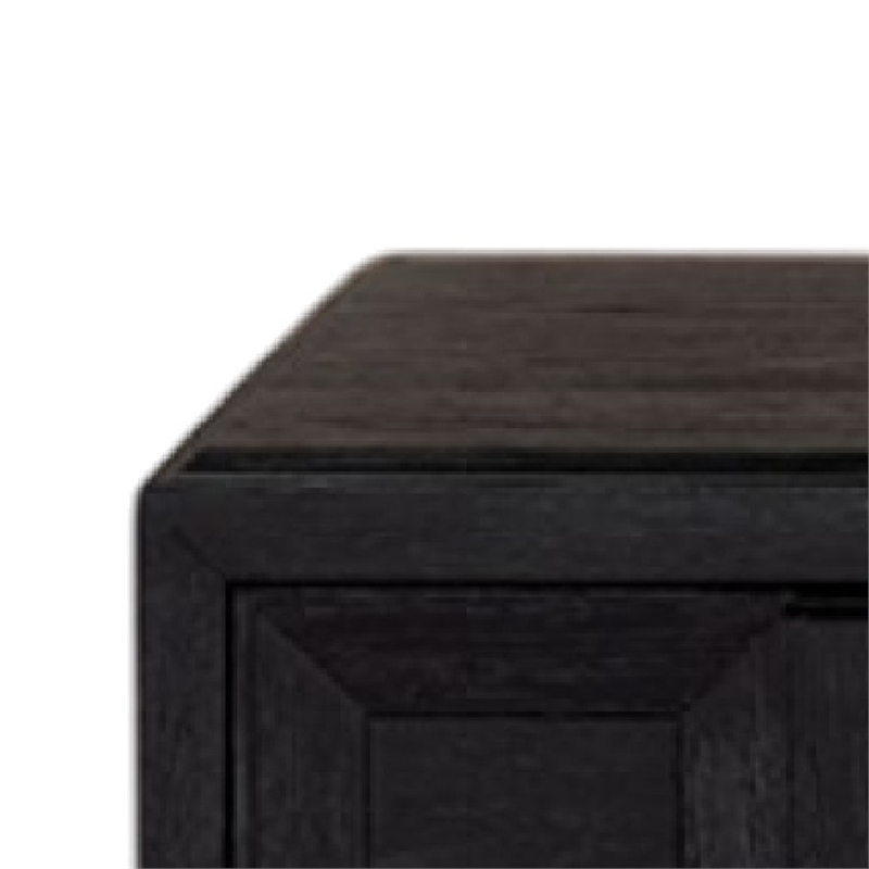 Kizie Coffee Table-Drawers-Caster Wheels-Black Rubberwood-54 Inch