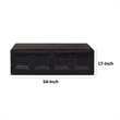 Kizie Coffee Table-Drawers-Caster Wheels-Black Rubberwood-54 Inch