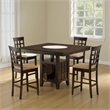 Uric Counter Height Dining Table w Wine Storage-4 Lattice Chairs-Brown