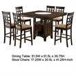 Uric Counter Height Dining Table w Wine Storage-6 Lattice Chairs-Brown
