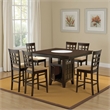 Uric Counter Height Dining Table w Wine Storage-6 Lattice Chairs-Brown