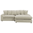 Lain Sectional Sofa with Reversible Chaise- 6 Throw Pillows- Beige Corduroy