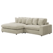 Lain Sectional Sofa with Reversible Chaise- 6 Throw Pillows- Beige Corduroy