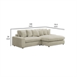 Lain Sectional Sofa with Reversible Chaise- 6 Throw Pillows- Beige Corduroy