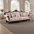 Vera 90 Inch Sofa- Button Tufted- Rolled Arms- Cherry Brown Solid Wood